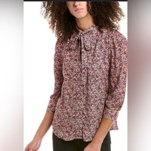 Zadig & Voltaire Touch Ao Liberty Blouse in pink floral Sz M NWT MSRP $348